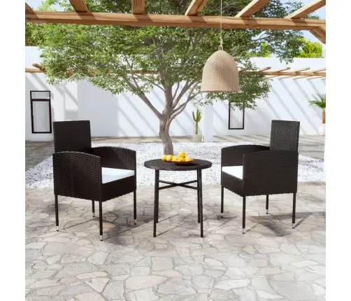 3-Daļīgs Dārza Mēbeļu Komplekts, Pe Rotangpalma, Melns Vidaxl