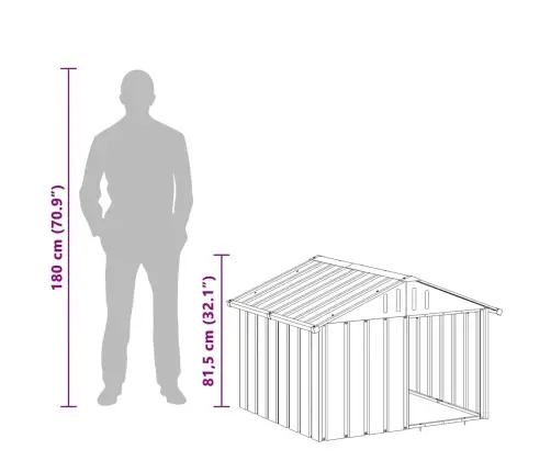 Suņu Būda, Pelēka, 116,5X103X81,5 Cm, Cinkots Tērauds Vidaxl