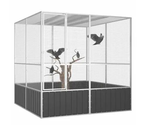 Putnu Būris, Antracītpelēks, 213,5X217,5X211,5 Cm, Tērauds Vidaxl