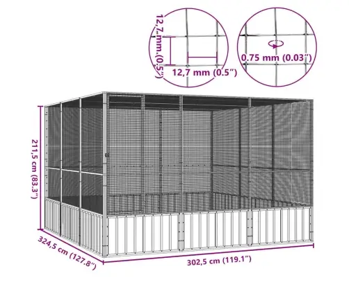 Linnupuur, Antratsiit, 302,5X324,5X211,5 cm Tsingitud Teras