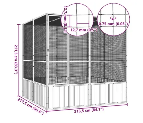 Linnupuur, Hall, 213,5X217,5X211,5 cm Tsingitud Teras