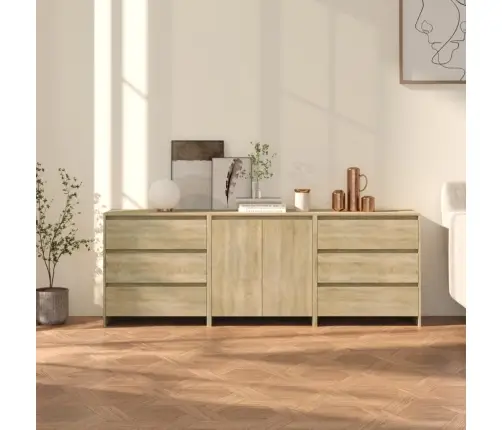 Kumodes, 3 Gab., Ozolkoka Krāsa, Inženierijas Koks Vidaxl