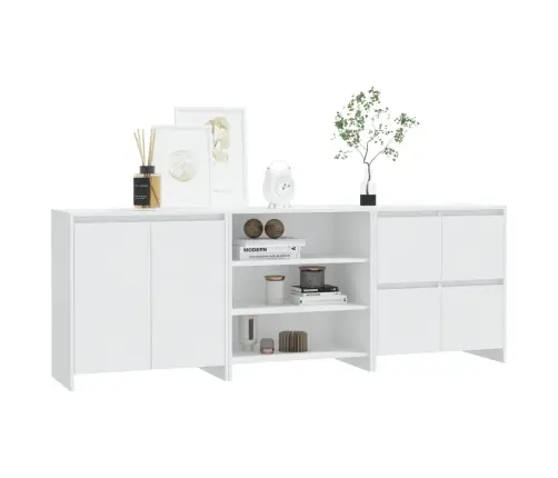 Kumodes, 3 Gab., Baltas, Inženierijas Koks Vidaxl