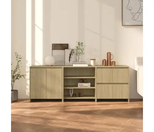 Kumodes, 3 Gab., Ozolkoka Krāsa, Inženierijas Koks Vidaxl