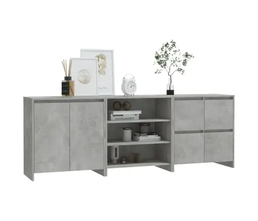 Kumodes, 3 Gab., Betona Pelēkas, Inženierijas Koks Vidaxl