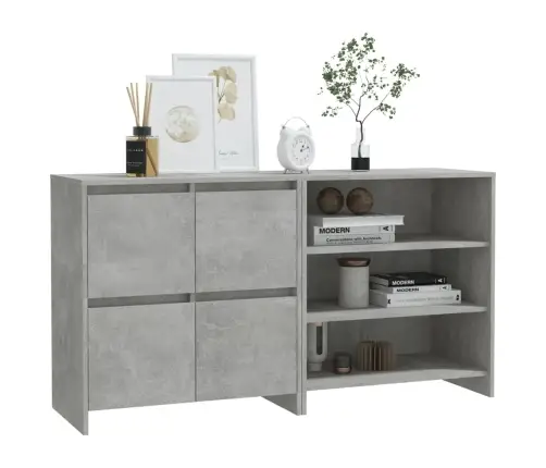 Šoninė Spintelė, 2 Dalių, Betono Pilka, Apdirbta Mediena