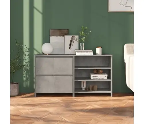 Šoninė Spintelė, 2 Dalių, Betono Pilka, Apdirbta Mediena