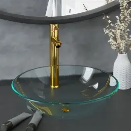 Vonios Praustuvas Su Maišytuvu Ir Vožtuvu, Skaidrus, Stiklas