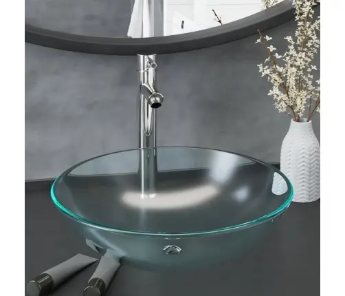 Vannasistabas Izlietne Ar Krānu Un Noteku, Matēts Stikls Vidaxl