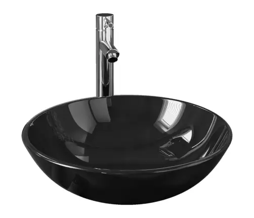 Vannasistabas Izlietne Ar Krānu Un Noteku, Melns Rūdīts Stikls Vidaxl