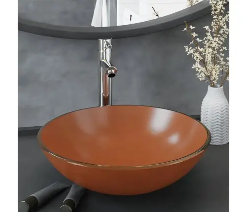 Vannasistabas Izlietne Ar Krānu Un Noteku, Brūns Rūdīts Stikls Vidaxl