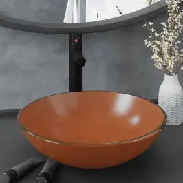 Vonios Praustuvas Su Maišytuvu Ir Vožtuvu, Rudas, Stiklas