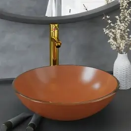 Vannasistabas Izlietne Ar Krānu Un Noteku, Brūns Rūdīts Stikls Vidaxl