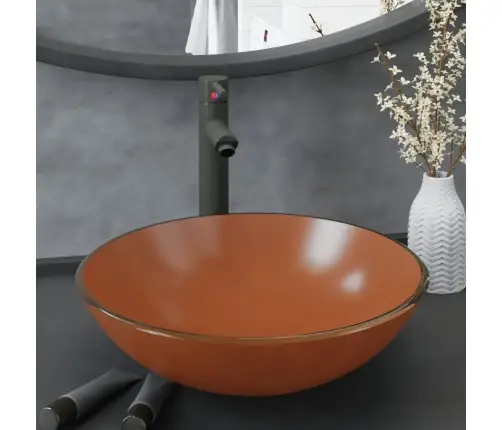 Vannasistabas Izlietne Ar Krānu Un Noteku, Brūns Rūdīts Stikls Vidaxl