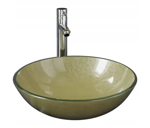 Vannasistabas Izlietne Ar Krānu Un Noteku, Zelta Krāsas Stikls Vidaxl