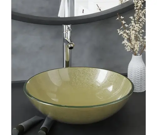 Vannasistabas Izlietne Ar Krānu Un Noteku, Zelta Krāsas Stikls Vidaxl