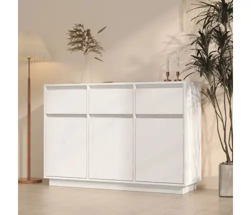 Kumode, Balta, 110X34X75 Cm, Priedes Masīvkoks Vidaxl