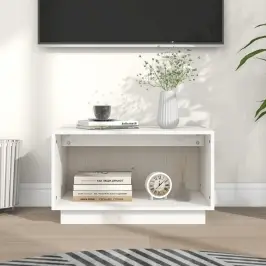 Tv Skapītis, Balts, 60X35X35 Cm, Priedes Masīvkoks Vidaxl