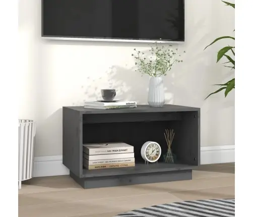 Tv Skapītis, Pelēks, 60X35X35 Cm, Priedes Masīvkoks Vidaxl