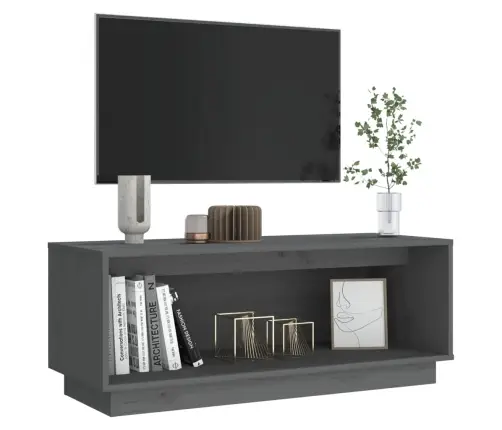 Tv Plaukts, Pelēks, 90X35X35 Cm, Priedes Masīvkoks Vidaxl