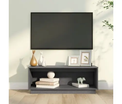 Tv Plaukts, Pelēks, 90X35X35 Cm, Priedes Masīvkoks Vidaxl