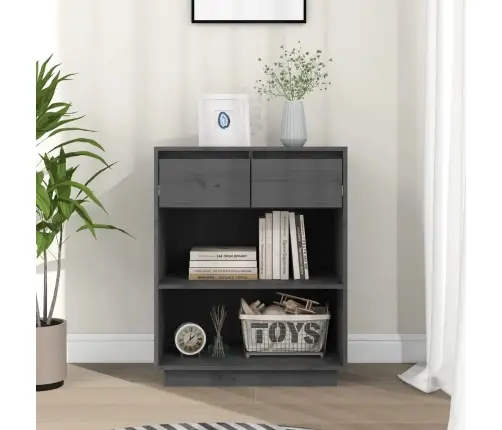 Konsoles Skapītis, Pelēks, 60X34X75 Cm, Priedes Masīvkoks Vidaxl