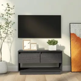 Televizoriaus Spintelė, Pilka, 74X34X40cm Pušies Masyvas