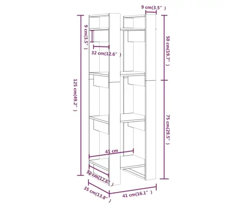 Spintelė Knygoms/Kambario Pertvara, Ruda, 41X35X125cm Mediena