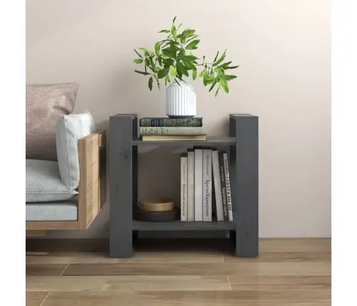 Grāmatu Plaukts, Pelēks, 60X35X57 Cm, Priedes Masīvkoks Vidaxl