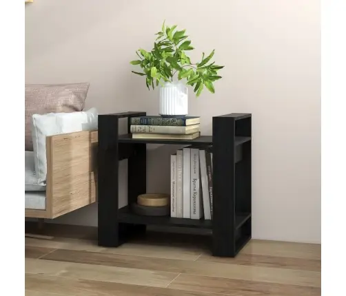 Grāmatu Plaukts, Melns, 60X35X57 Cm, Priedes Masīvkoks Vidaxl