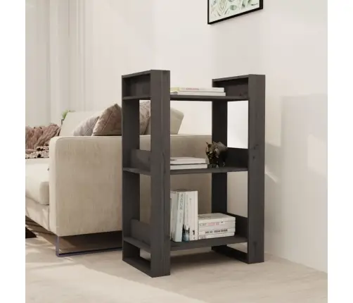 Grāmatu Plaukts, Pelēks, 60X35X91 Cm, Priedes Masīvkoks Vidaxl