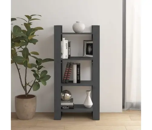 Grāmatu Plaukts, Pelēks, 60X35X125 Cm, Masīvkoks Vidaxl