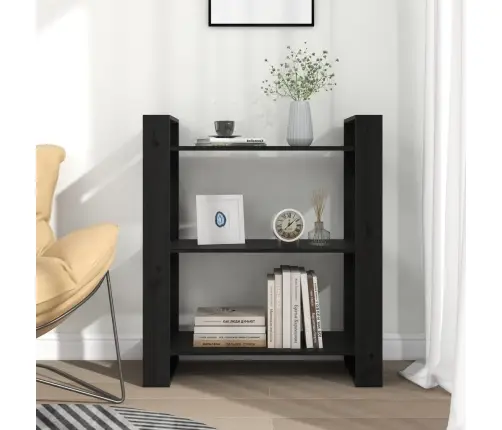 Spintelė Knygoms/Kambario Pertvara, Juoda, 80X35X91cm Pušis