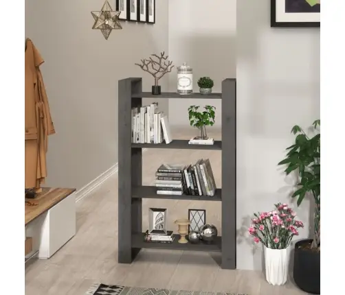 Spintelė Knygoms/Kambario Pertvara, Pilka, 80X35X125cm Pušis Spintelė Knygoms/Kambario Pertvara, Pilka, 80X35X125cm Pušis