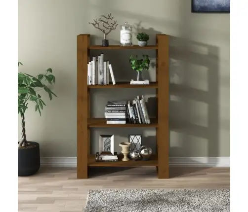 Grāmatu Plaukts, Medus Brūns, 80X35X125 Cm, Masīvkoks Vidaxl