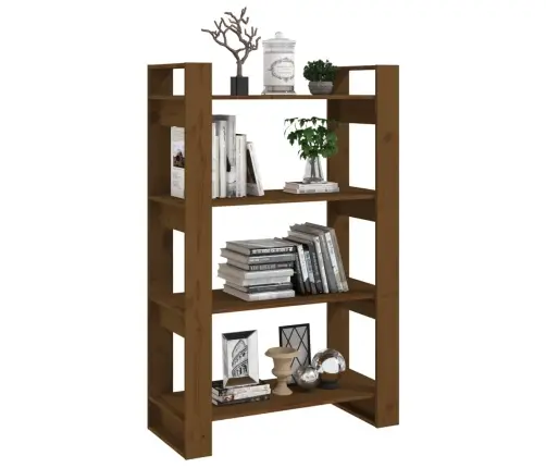 Grāmatu Plaukts, Medus Brūns, 80X35X125 Cm, Masīvkoks Vidaxl