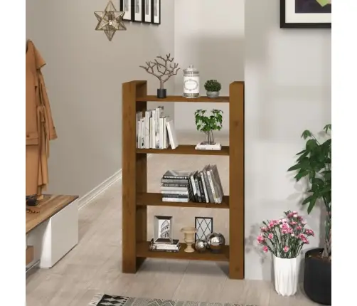 Grāmatu Plaukts, Medus Brūns, 80X35X125 Cm, Masīvkoks Vidaxl