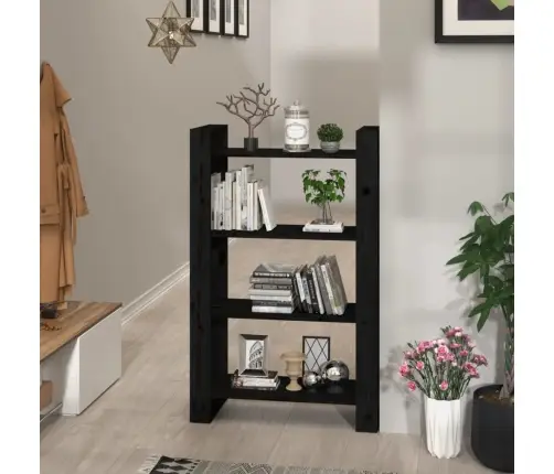 Grāmatu Plaukts, Melns, 80X35X125 Cm, Priedes Masīvkoks Vidaxl