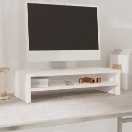 Monitora Paliktnis, Balts, 50X24X13 Cm, Priedes Masīvkoks Vidaxl