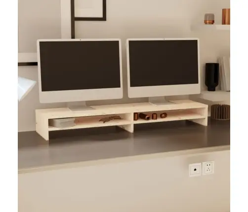 Monitoriaus Stovas, 100X24X13cm Pušies Medienos Masyvas Monitoriaus Stovas, 100X24X13cm Pušies Medienos Masyvas