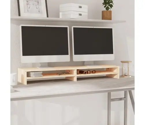 Monitoriaus Stovas, 100X24X13cm Pušies Medienos Masyvas Monitoriaus Stovas, 100X24X13cm Pušies Medienos Masyvas