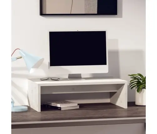 Monitora Paliktnis, Balts, 50X27X15 Cm, Priedes Masīvkoks Vidaxl