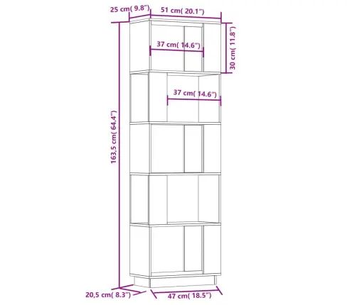 Grāmatu Plaukts, 51X25X163,5 Cm, Priedes Masīvkoks Vidaxl