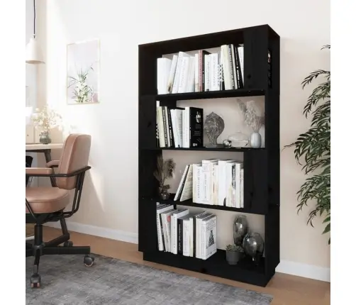 Spintelė Knygoms/Kambario Pertvara, Juoda, 80X25X132cm Pušis