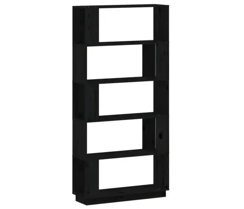 Raamaturiiul/Ruumijagaja, Must, 80X25X163,5 cm Täismännipuit