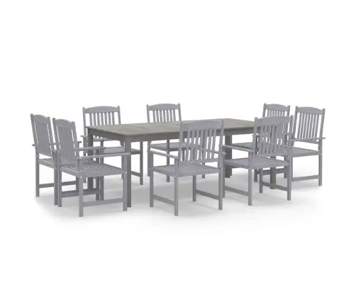 9-Daļīgs Dārza Mēbeļu Komplekts, Akācijas Masīvkoks, Pelēks Vidaxl