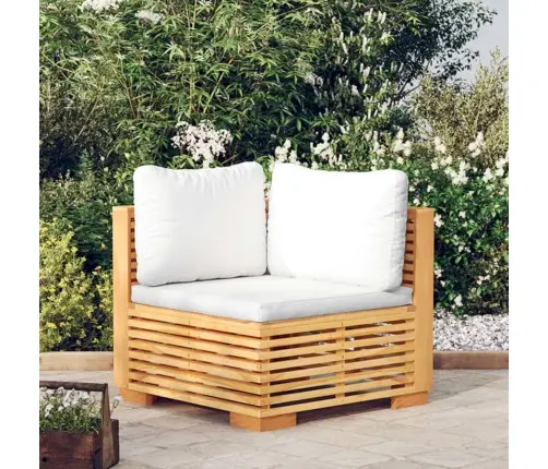 Dārza Stūra Sols Ar Krēmkrāsas Spilveniem, Masīvs Tīkkoks Vidaxl