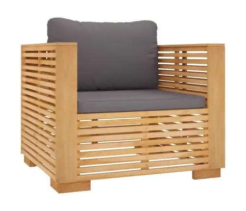 Dārza Atpūtas Krēsls Ar Pelēkiem Spilveniem, Masīvs Tīkkoks Vidaxl