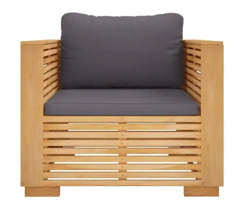 Dārza Atpūtas Krēsls Ar Pelēkiem Spilveniem, Masīvs Tīkkoks Vidaxl