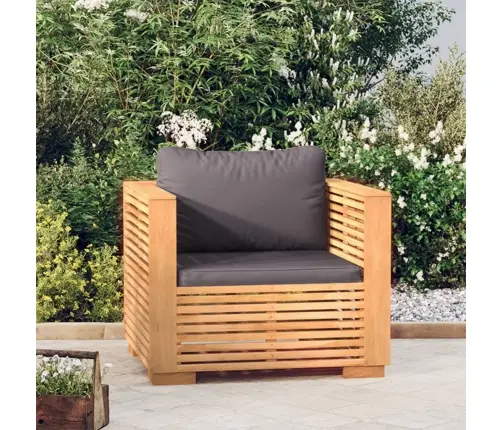 Dārza Atpūtas Krēsls Ar Pelēkiem Spilveniem, Masīvs Tīkkoks Vidaxl